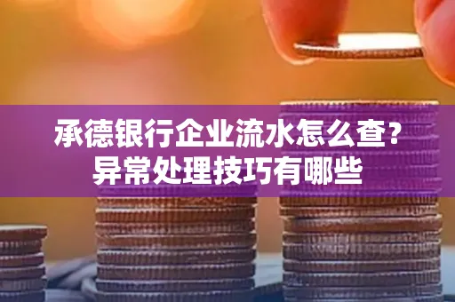 承德银行企业流水怎么查?异常处理技巧有哪些 承德银行企业流水怎么查?异常处理技巧有哪些