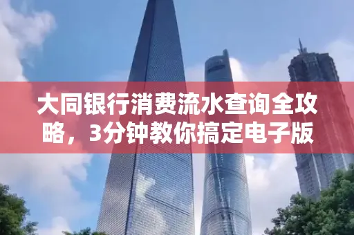 大同银行消费流水查询全攻略,3分钟教你搞定电子版打印